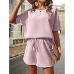 Short Sleeve Suit Women's Western Style Batwing Shirt Fashion Shorts Two-piece Set - Image 7