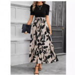 Floral Print Round Neck Exotic Vacation Style Elegant Dress - Image 4