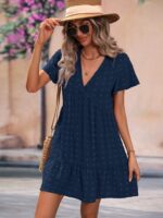 Dot Butterfly Sleeve Ruffle Hem Smock Dress - Image 3