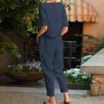 Women's Cotton And Linen Wide-leg Pants Suit - Image 9