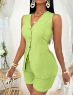 European And American Ladies Fashion Comfort And Casual Open Chest Lace-up Short-sleeved Shirt - Image 6