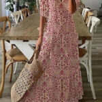 Women's Printed Medium Sleeve Long Dress - Image 2