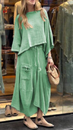 Casual Solid Color Loose Dress Two-piece Suit - Image 7