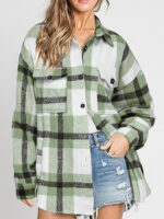 Women's Plaid Buckle Jacket Casual Fashion Long Sleeve Coat - Image 6