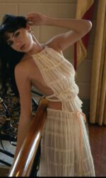 2pcs Women's Dress Suit Sexy Sleeveless Backless Cropped Halter Top And Pleated Long Skirt Beach Clothing - Image 6