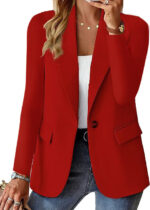 Polyester Autumn Long Sleeve Solid Color Cardigan Small Suit Jacket For Women - Image 6