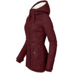 Solid Color Pocket Long-sleeve Zipper Fleece Padded Coat Women - Image 4