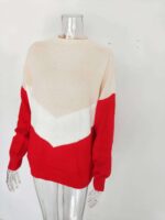Women's Tricolor Inlaid Patchwork Knitted Sweater - Image 2