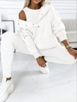 Athleisure Hoodie With Thick Thread Slim-fit Vest Pants Three Pieces Set - Image 3