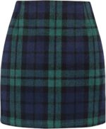 Women's High Waist Plaid Tight Pencil Wool Mini Skirt - Image 4