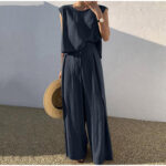 Cotton And Linen Casual Sleeveless Top Wide Leg Pants Two-piece Set - Image 8