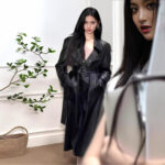 Black Windbreaker High-grade Long Tall PU Leather Jacket Overcoat - Image 4