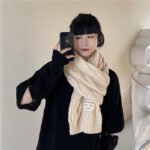 Sweet Labeling 8-word Twist Apricot Small Scarf - Image 3