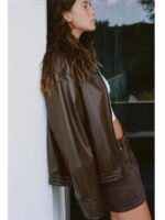 Women's Loose Lapels Leather Coat - Image 6