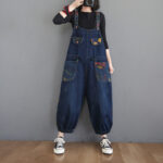 Women's Fashion Plus Size Age Reduction Print Suspender Jeans - Image 9