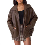 Women's Oversized Biker's Leather Jacket Fall Winter Fashion - Image 3