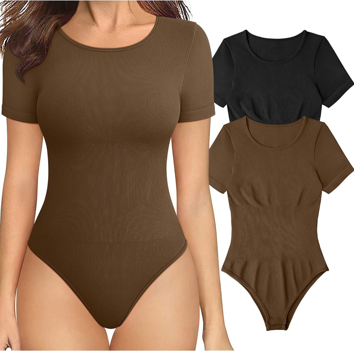 European And American Square-neck Cinched Corset Close-fitting Seamless Short Sleeve T-back - Image 1