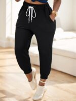 Solid Drawstring Waist Jogger Pants - Image 4