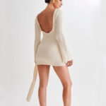 Fashion Slim Long-sleeved Dress Y2K Sexy Hip-hugging V-shaped Backless Short Dresses Womens Clothing - Image 4