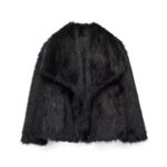 Women's Lapel Long Sleeve Faux Fur Snap Cardigan Loose Short Coat - Image 8