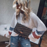 Women's Hollow-out Long Sleeve Color Matching Round Neck Pullover Loose Sweater - Image 2