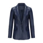 Single Button Commute Leisure Solid Color Leather Coat - Image 8