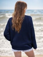 Usa Flag Design Drop Shoulder Sweater,Long Sleeve Tops - Image 5