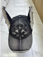 Waste Soil Wind Y2g Doberman Ear Baseball Cap Worn Looking Washed-out Denim - Image 7
