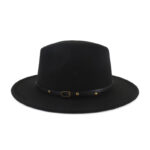 European And American Popular Woolen Top Color Matching Flat Brim Fedora Jazz Hat - Image 3
