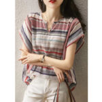 New Striped Shirt Women's Short Sleeve Loose - Image 2