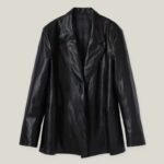 Women's Loose Mid-length Niche Suit Leather Coat - Image 5