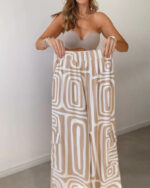 Women's Casual Long-sleeved Lapel Shirt Printed Wide-leg Pants Suit - Image 9