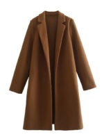 Women's Casual Woolen Lapel Non-buckle Overcoat Coat - Image 8