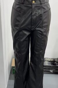 Split Flared Leather Pants