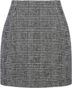 Women's High Waist Plaid Tight Pencil Wool Mini Skirt - Image 8