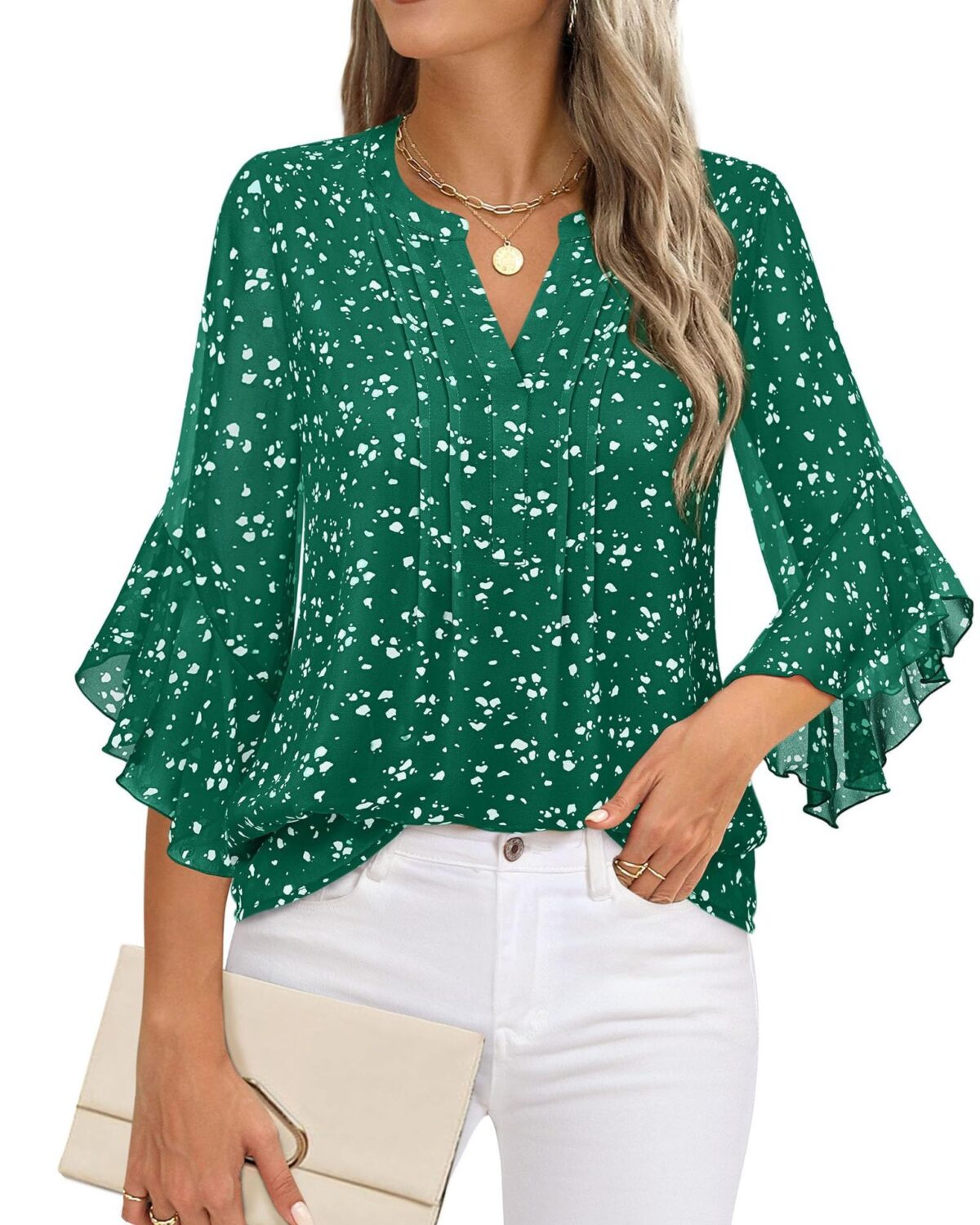 Lotus Leaf 34 Sleeve Top Solid Color Fashion - Image 9