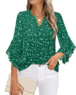 Lotus Leaf 34 Sleeve Top Solid Color Fashion - Image 9