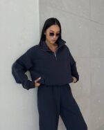 Y2K Winter Jogging Women Two Piece Set Female Zipper Coat Casual Pants Tracksuit Autumn Jacket Fashion Contrast Sport Wear Set - Image 8