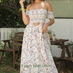 Women's Off Shoulder Strapless Floral Dress - Image 4