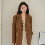 Dark Brown Coffee Suede Vintage Blazer