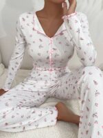 Home Wear Casual Printed Trousers Long Sleeve European And American Suitable For Daily Wear Two-piece Set - Image 5
