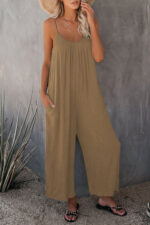 Women's Fashion Solid Color Pocket Loose Casual Sling Jumpsuit - Image 6