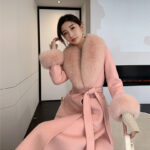 Korean Version Large Fur Collar Slim Fit Medium Long Woolen Coat - Image 2