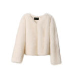 Women's Round Neck Long Sleeve Faux Fur Coat - Image 5