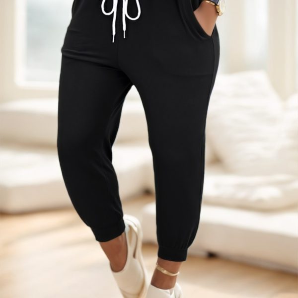 Solid Drawstring Waist Jogger Pants