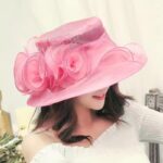 Women's Sun Hat Mesh Bowler Hat Organza Summer Sun Hat - Image 6