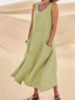 Summer Sleeveless Long Dress With Pockets Fashion Casual Loose Dresses Women's Clothing - Image 9