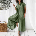Women's Solid Color Casual Long-sleeved Mid-length Jumpsuit - Image 7