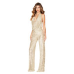 Summer Women's Sleeveless Halter Sequined Jumpsuit - Image 3