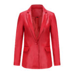 Single Button Commute Leisure Solid Color Leather Coat - Image 10